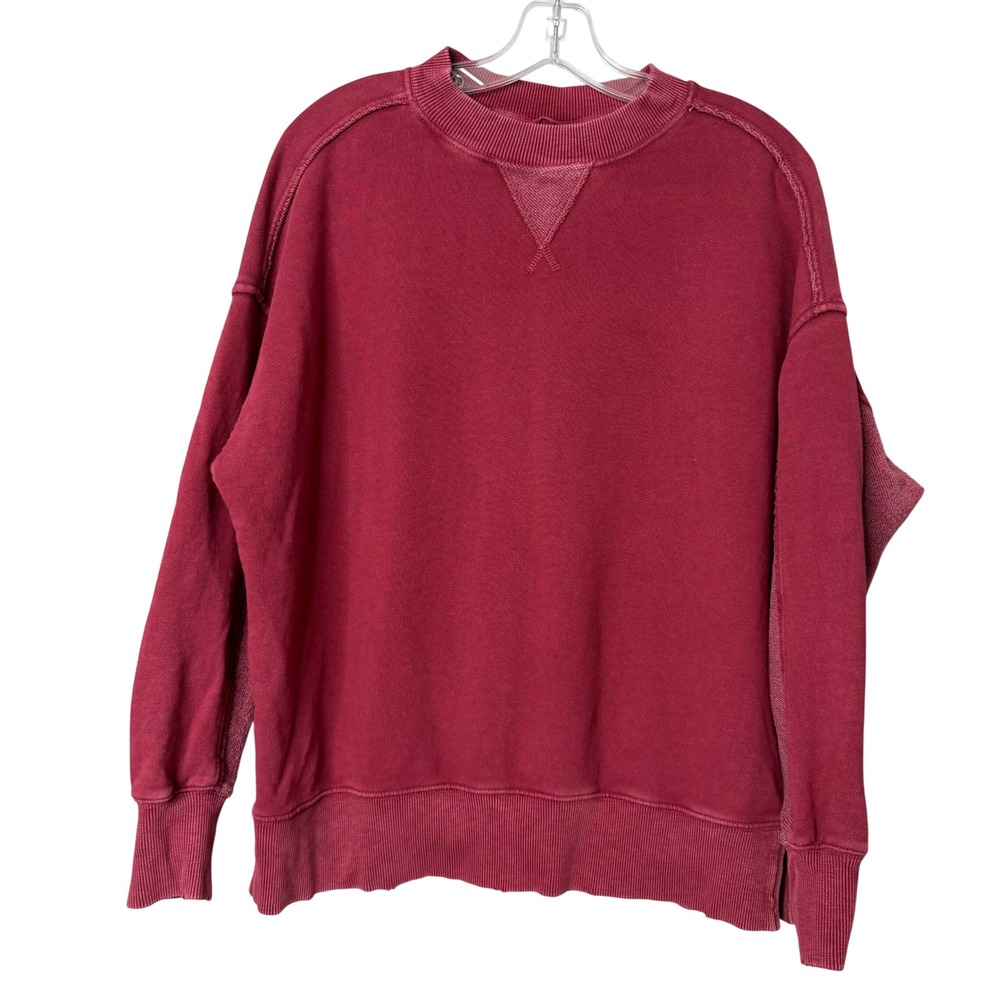 Aerie Crewneck Sweatshirt Womens XXS Red Burgundy Oversized Relaxed Boho